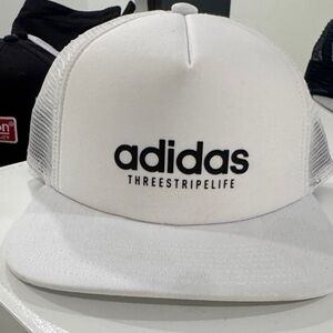 Adidas White Mesh Trucker Cap